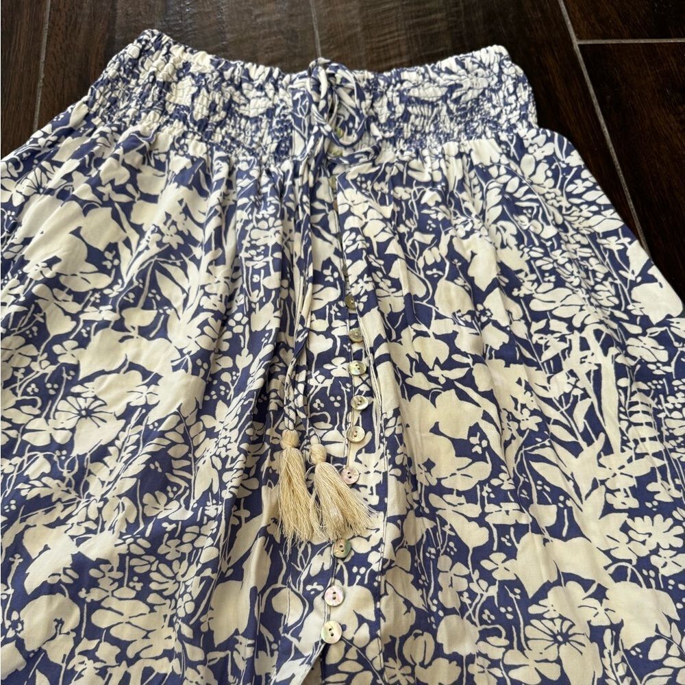 Cynthia Rowley white and Blue Tiered Maxi Skirt NWT sz M - Picture 2 of 15